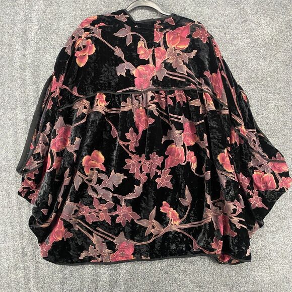 FATE by LFD Kimono Size M Velvet Burnout Floral Open Front Fairy Whimsical Goth - Picture 4 of 9